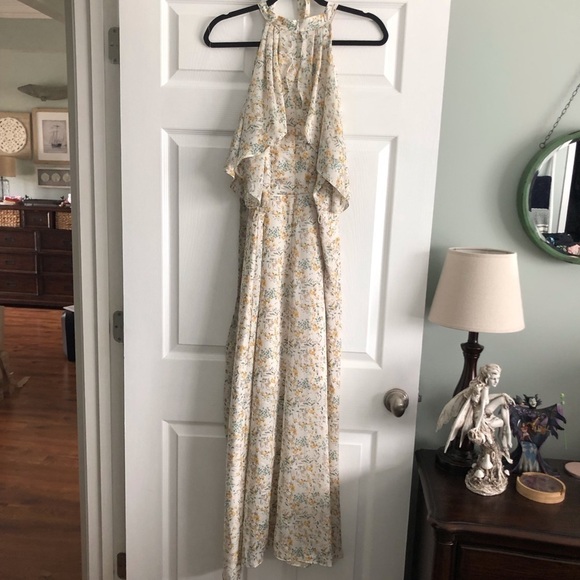 Bishop & young yellow floral tiered maxi dress in size L - Picture 7 of 11